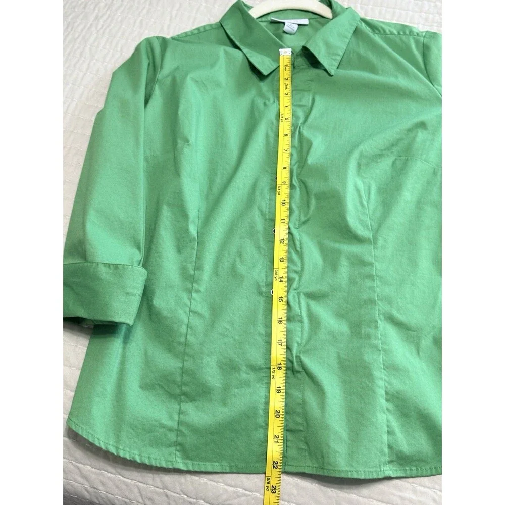 Dressbarn Women’s Blouse | Green | XL | 3/4 Sleeve | Hook n Eye Buttons |